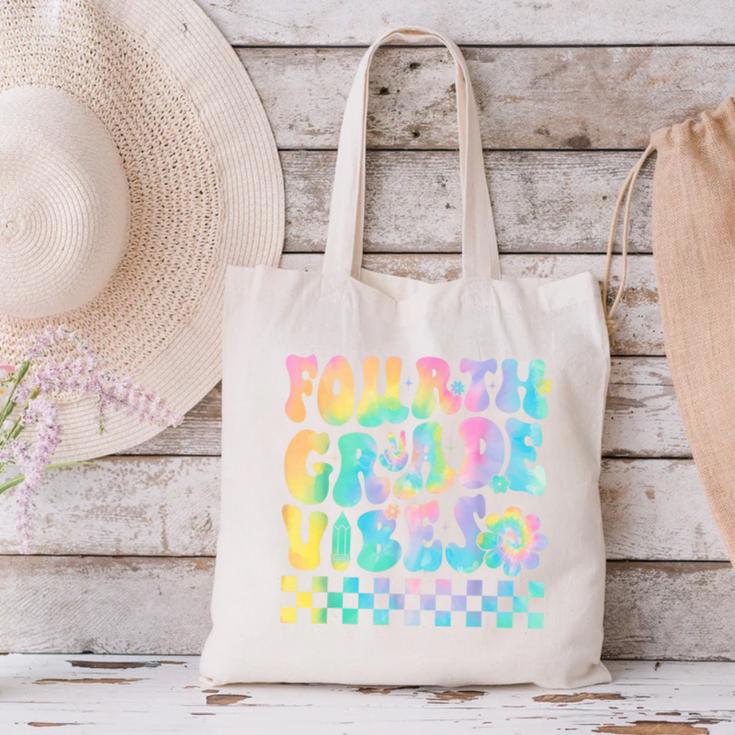 Tie Dye 4th Grade Vibes Fourth Grade Retro Back To School Canvas Tote Bag Tie Dye 4th Grade Vibes Fourth Grade Retro Back To School Canvas Tote Bag