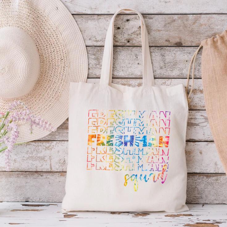 Tie Dye Freshman Squad 9th Grade Back To School High School Canvas Tote Bag Tie Dye Freshman Squad 9th Grade Back To School High School Canvas Tote Bag