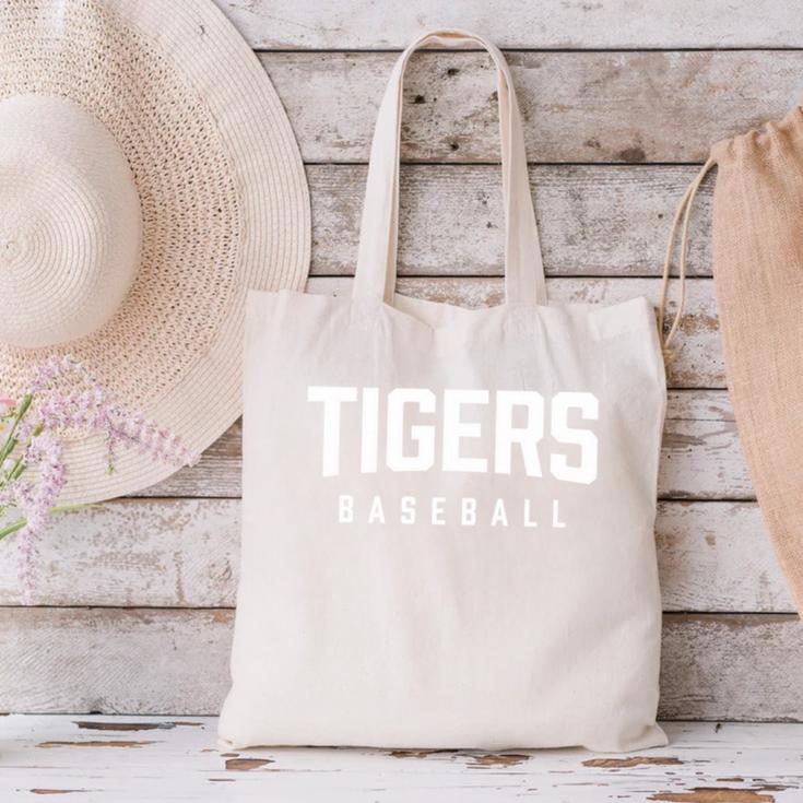 Tigers Baseball Inspired Canvas Tote Bag