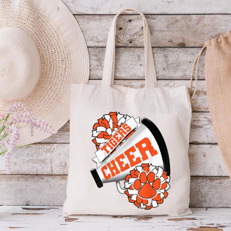 Tigers Cheerleading Back To School Cheer Team Spirit Orange Canvas Tote Bag