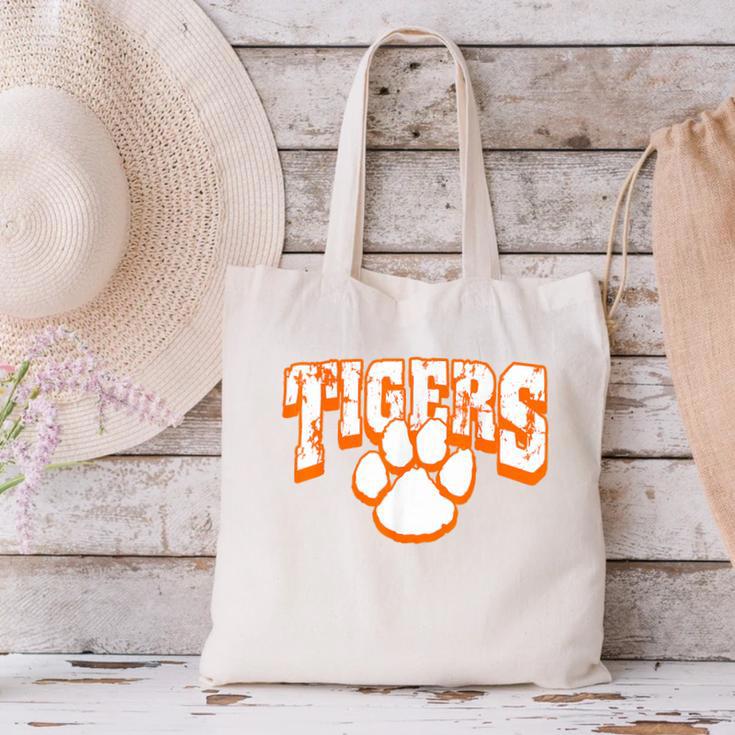 Tigers School Spirit Mascot Back To School Orange Canvas Tote Bag