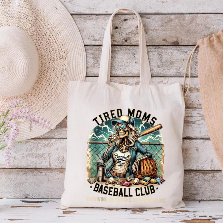 Tired Mom's Baseball Club Surviving On Snacks And Home Runs Canvas Tote Bag Tired Mom's Baseball Club Surviving On Snacks And Home Runs Canvas Tote Bag