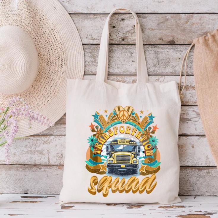Transportation Squad Retro Bus Aide Back To School Matching Canvas Tote Bag