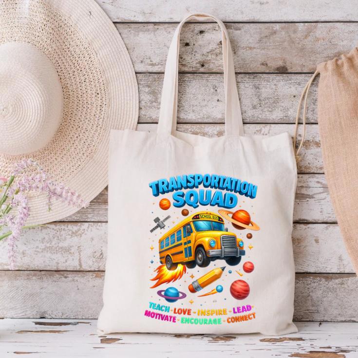 Transportation Squad School Bus Back To School Retro Canvas Tote Bag Transportation Squad School Bus Back To School Retro Canvas Tote Bag