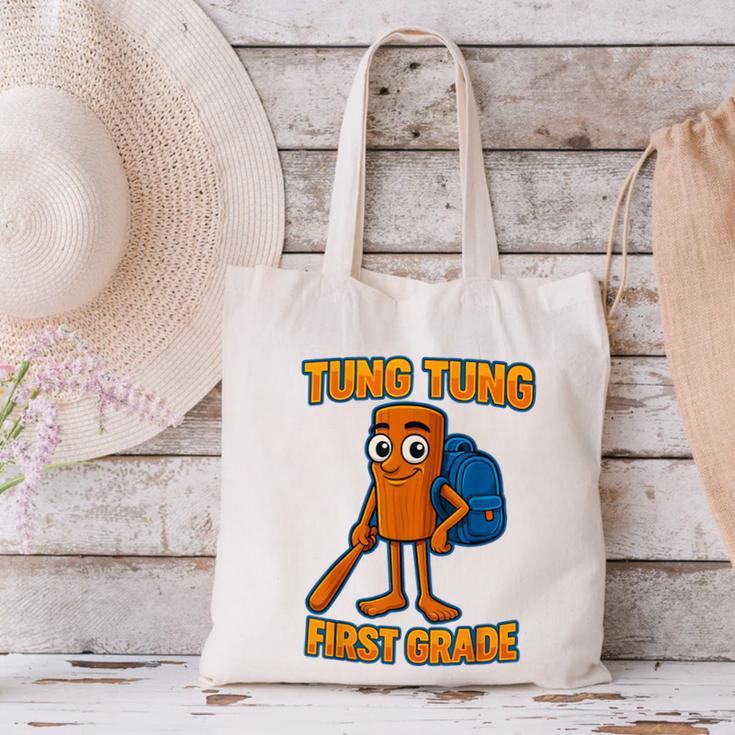 Tung Tung Sahur First Grade Italian Brainrot Back To School Canvas Tote Bag Tung Tung Sahur First Grade Italian Brainrot Back To School Canvas Tote Bag