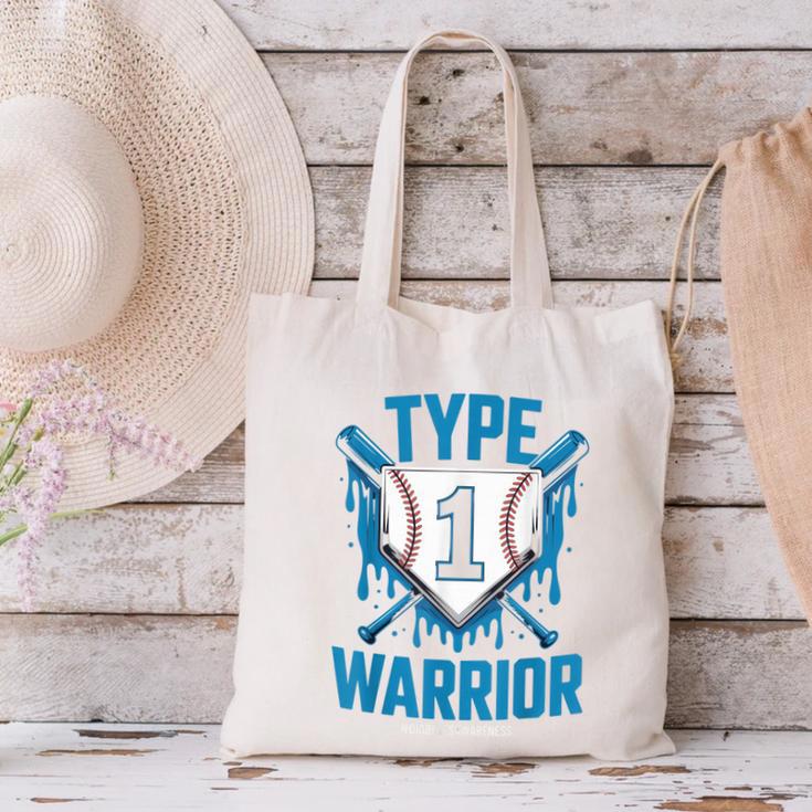 Type 1 Warrior Diabetes Awareness Baseball Enthusiasts Canvas Tote Bag Type 1 Warrior Diabetes Awareness Baseball Enthusiasts Canvas Tote Bag