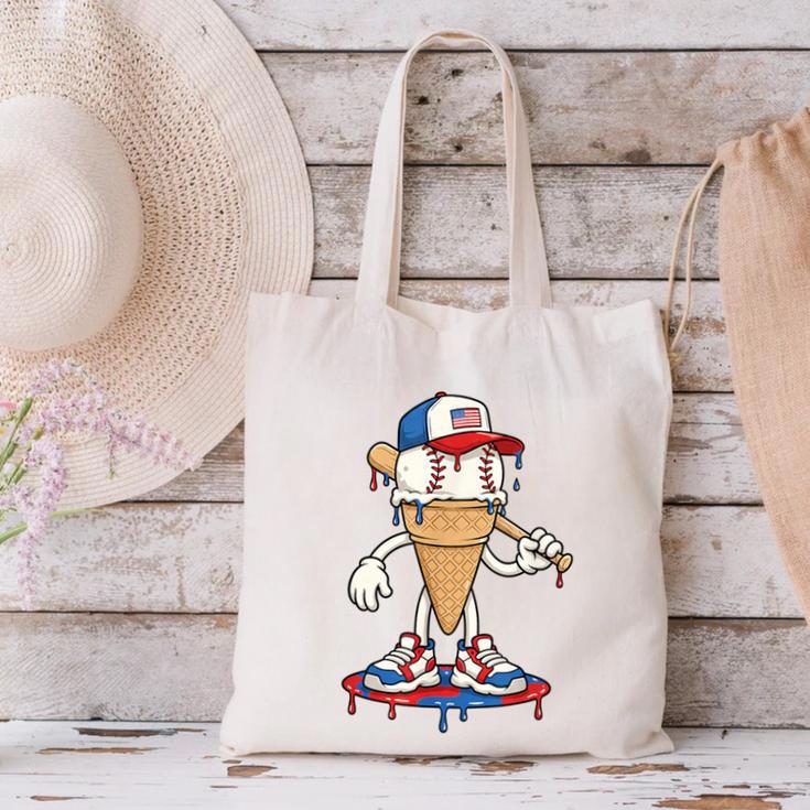 USA Patriotic Baseball Ice Cream Cone Freedom Canvas Tote Bag USA Patriotic Baseball Ice Cream Cone Freedom Canvas Tote Bag