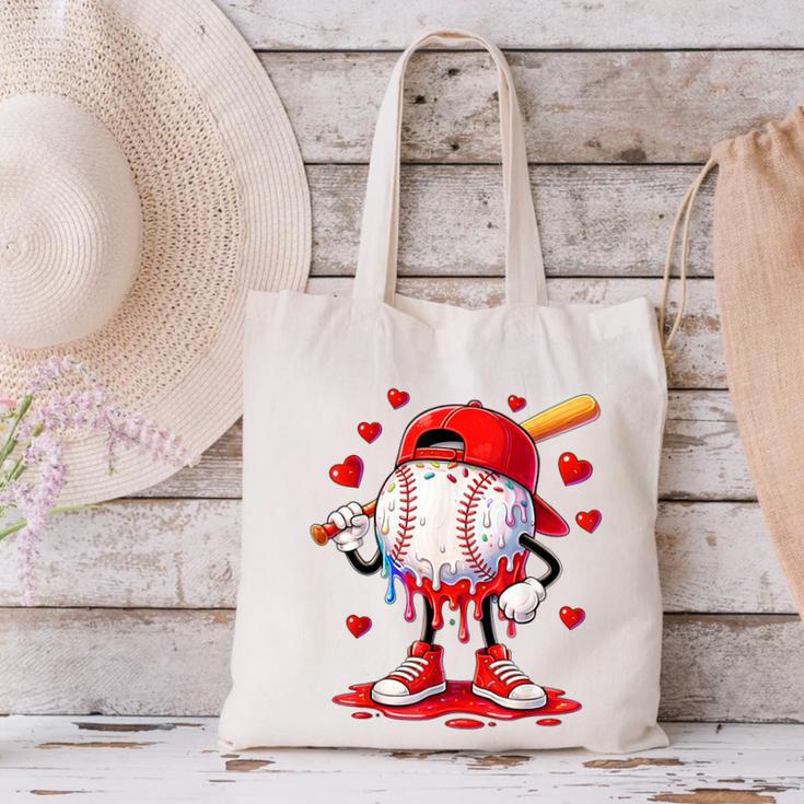 Valentine Baseball Heart Drip Sport Love Valentines Day Boys Canvas Tote Bag Valentine Baseball Heart Drip Sport Love Valentines Day Boys Canvas Tote Bag