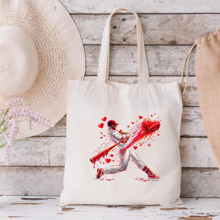Valentine Baseball Player Drip Canvas Tote Bag