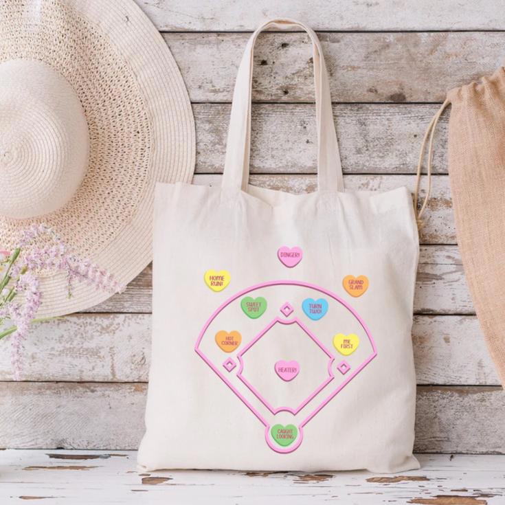 Valentine Heart Love Cute Baseball Softball Lover Sayings Canvas Tote Bag Valentine Heart Love Cute Baseball Softball Lover Sayings Canvas Tote Bag