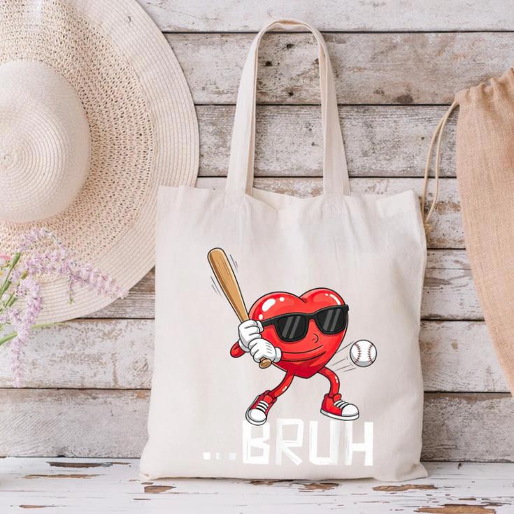 Valentines Bruh Red Heart Playing Baseball Men Boys Kids Canvas Tote Bag Valentines Bruh Red Heart Playing Baseball Men Boys Kids Canvas Tote Bag