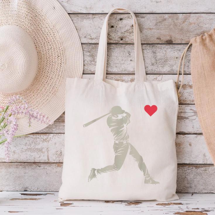Valentines Day Baseball Batter Silhouette Heart Men Boy Kids Canvas Tote Bag Valentines Day Baseball Batter Silhouette Heart Men Boy Kids Canvas Tote Bag