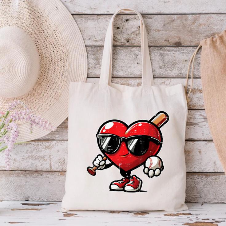Valentines Day Baseball Heart Bat Sunglasses Men Boys Kids Canvas Tote Bag Valentines Day Baseball Heart Bat Sunglasses Men Boys Kids Canvas Tote Bag