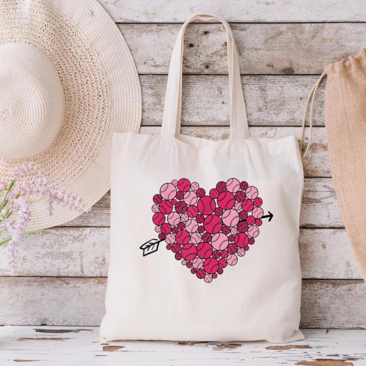 Valentine's Day Baseball Heart Softball Player Sports Lover Canvas Tote Bag Valentine's Day Baseball Heart Softball Player Sports Lover Canvas Tote Bag