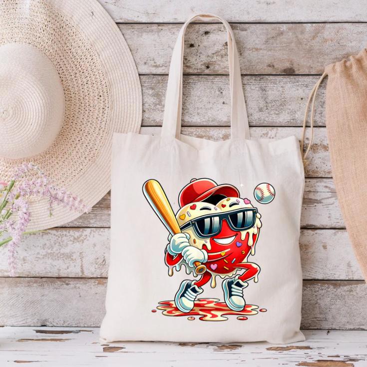 Valentines Day Heart Baseball Drip Ice Cream Boys Kids Men Canvas Tote Bag Valentines Day Heart Baseball Drip Ice Cream Boys Kids Men Canvas Tote Bag