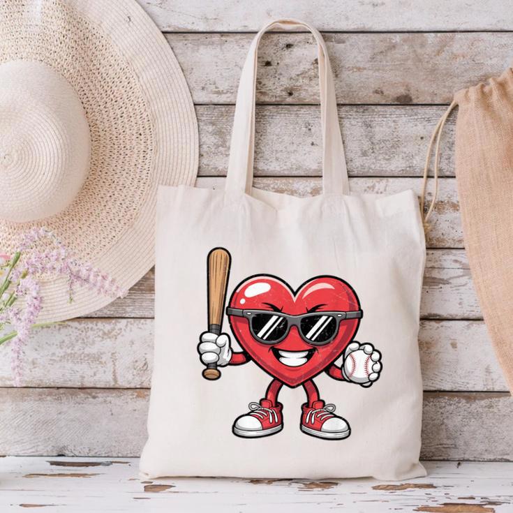 Valentines Day Heart Playing Baseball Boys Men Kids Girls Canvas Tote Bag Valentines Day Heart Playing Baseball Boys Men Kids Girls Canvas Tote Bag