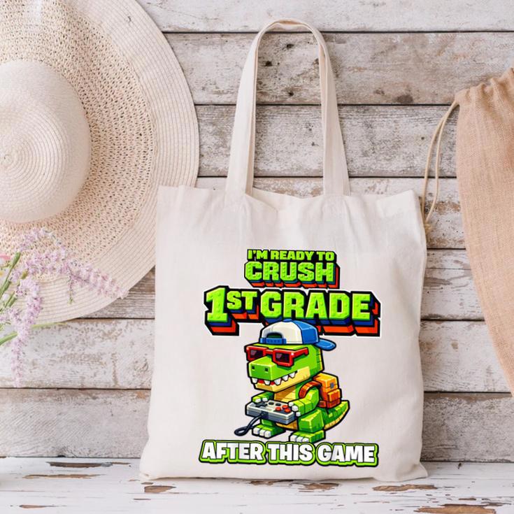 Video GameRex Dinosaur 1st Grade Back To School Boy Canvas Tote Bag Video GameRex Dinosaur 1st Grade Back To School Boy Canvas Tote Bag