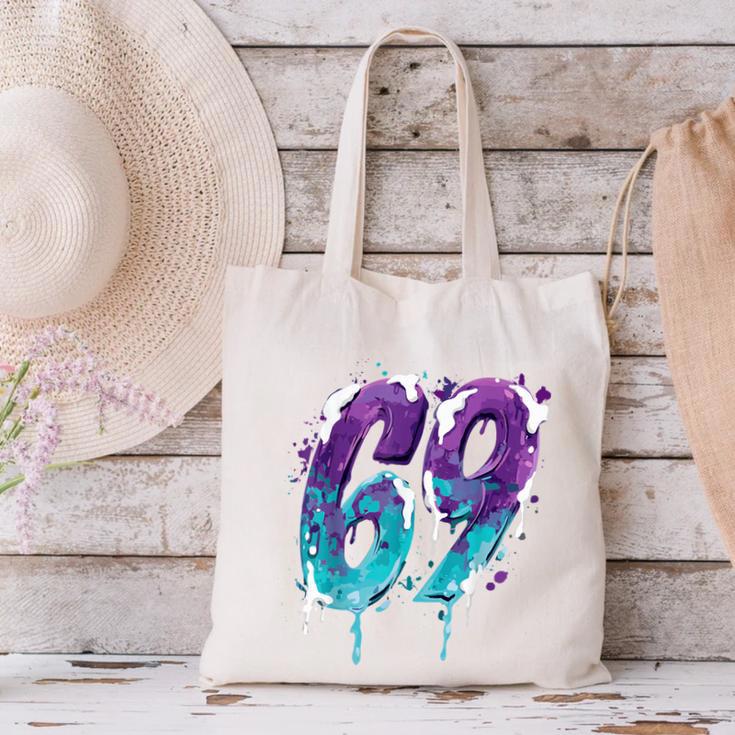 Vintage Baseball 69 Number Canvas Tote Bag