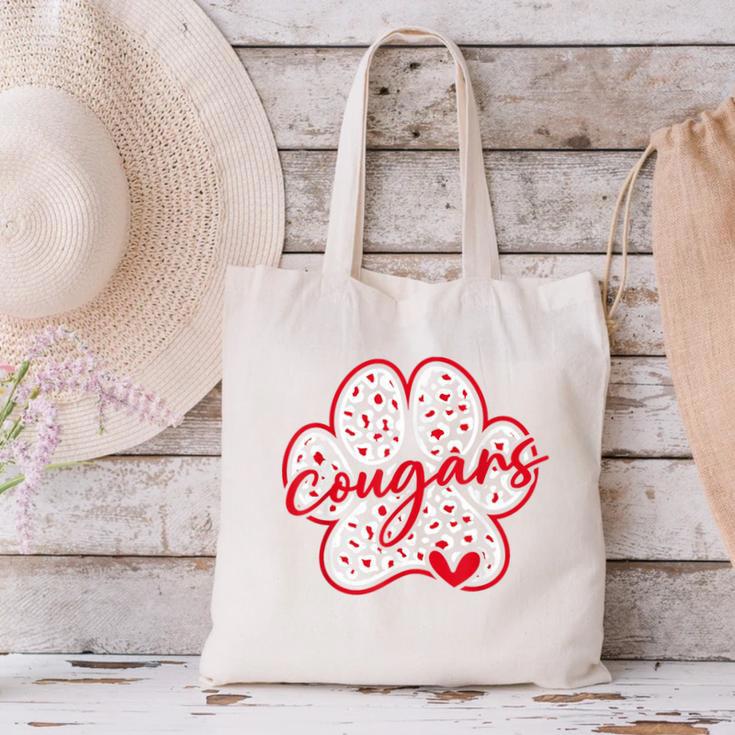 Vintage Cougars School Sports Team Spirit Back To School Canvas Tote Bag