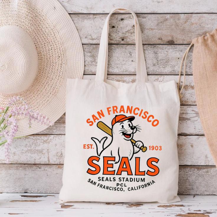 Vintage San Francisco Seals California Baseball Logo Canvas Tote Bag Vintage San Francisco Seals California Baseball Logo Canvas Tote Bag