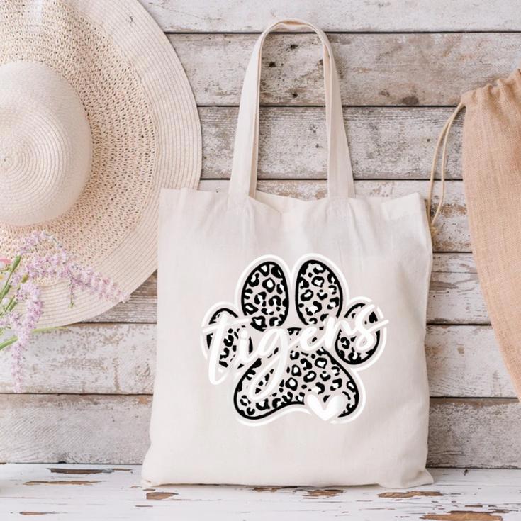 Vintage Tigers School Spirit Team Pride Back To School Canvas Tote Bag
