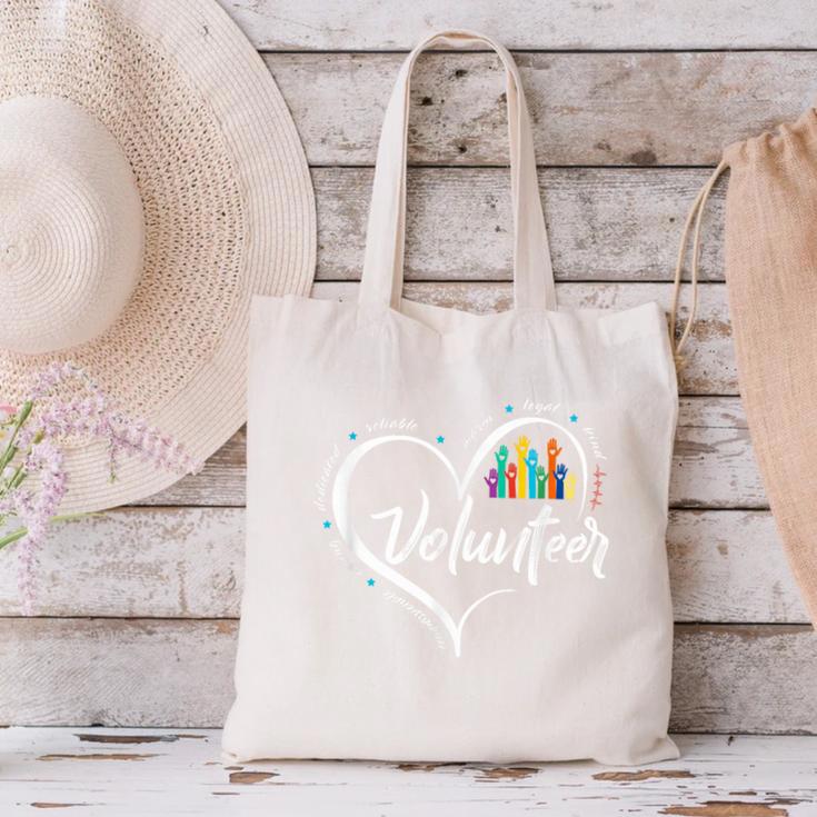 Volunteer Heart Back To School Art Vintage Canvas Tote Bag Volunteer Heart Back To School Art Vintage Canvas Tote Bag