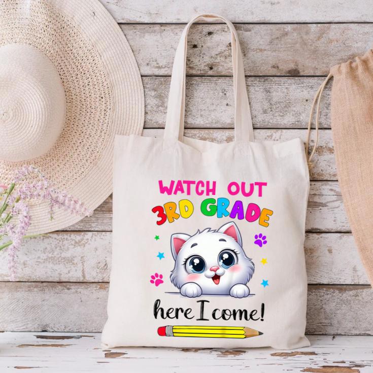 Watch Out 3rd Grade Here I Come Girls Cat Back To School Canvas Tote Bag
