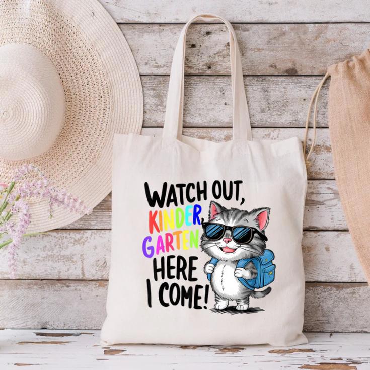 Watch Out Kindergarten Here I Come Cute Cat Back To School Canvas Tote Bag Watch Out Kindergarten Here I Come Cute Cat Back To School Canvas Tote Bag