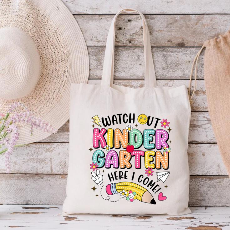 Watch Out KinderGarten Here I Come Shirt Kids Back To School Canvas Tote Bag