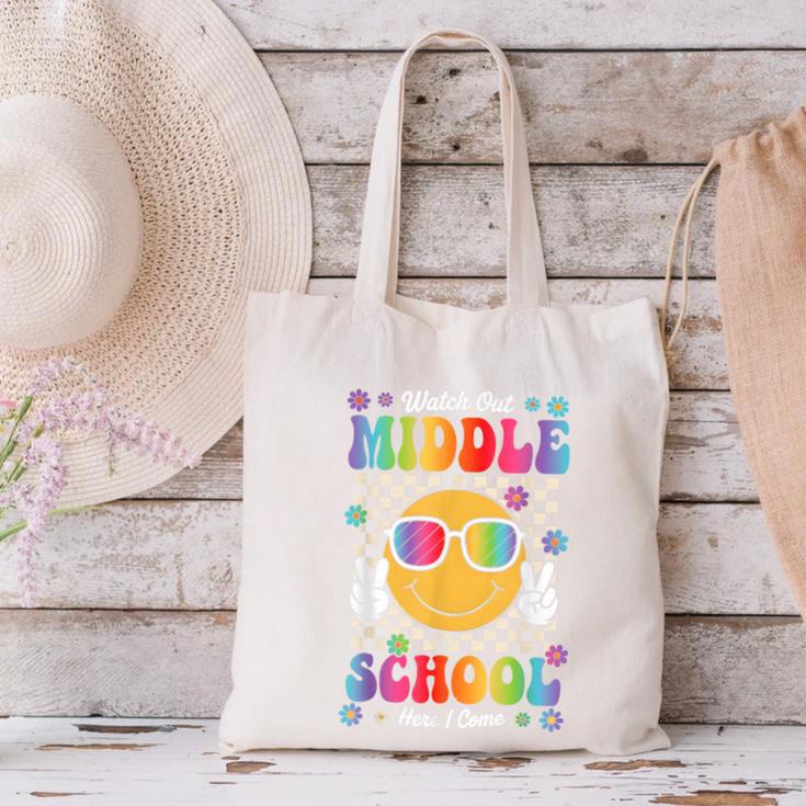 Watch Out Middle School Here I Come Back To School Student Canvas Tote Bag Watch Out Middle School Here I Come Back To School Student Canvas Tote Bag