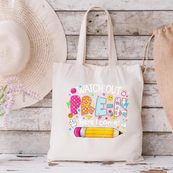 Watch Out Pre-K Here I Come Back To School Boy Girl Kids Canvas Tote Bag Watch Out Pre-K Here I Come Back To School Boy Girl Kids Canvas Tote Bag
