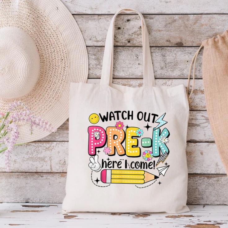 Watch Out Pre-K Here I Come Back To School Pre-K Canvas Tote Bag Watch Out Pre-K Here I Come Back To School Pre-K Canvas Tote Bag
