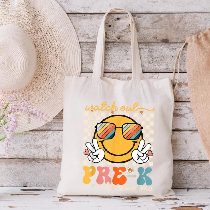 Watch Out Pre-K Grade Here I Come Back To School Pre-K Smile Canvas Tote Bag