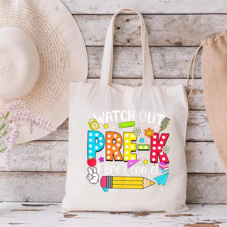 Watch Out Pre-K Here I Come Kinder Back To School Pre-K Kids Canvas Tote Bag Watch Out Pre-K Here I Come Kinder Back To School Pre-K Kids Canvas Tote Bag