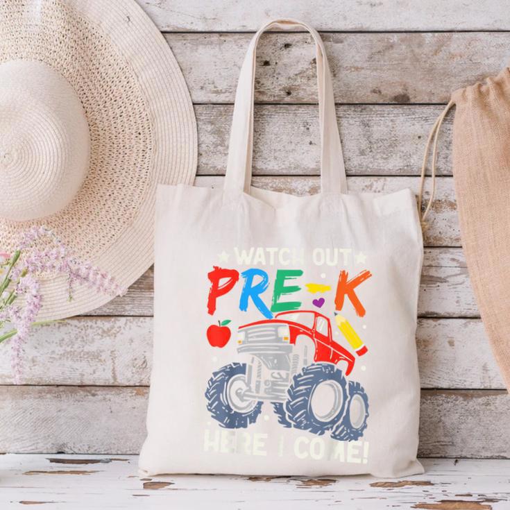 Watch Out Pre-K Here I Come Monster Truck Back To School Canvas Tote Bag Watch Out Pre-K Here I Come Monster Truck Back To School Canvas Tote Bag