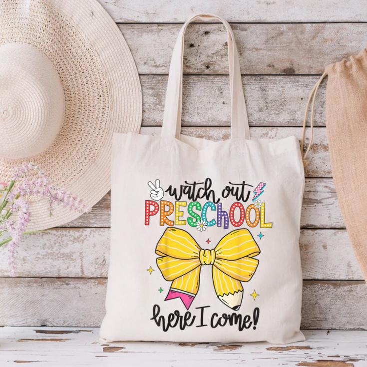 Watch Out Pre-K Here I Come Preschool Back To School Canvas Tote Bag Watch Out Pre-K Here I Come Preschool Back To School Canvas Tote Bag