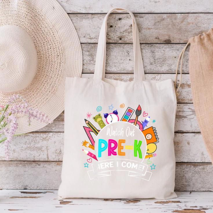 Watch Out Pre-Kindergarten Here I Come Back To School Pre-K Canvas Tote Bag Watch Out Pre-Kindergarten Here I Come Back To School Pre-K Canvas Tote Bag