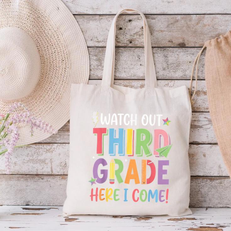 Watch Out Third Grade Here I Come Back To School 3rd Grade Canvas Tote Bag