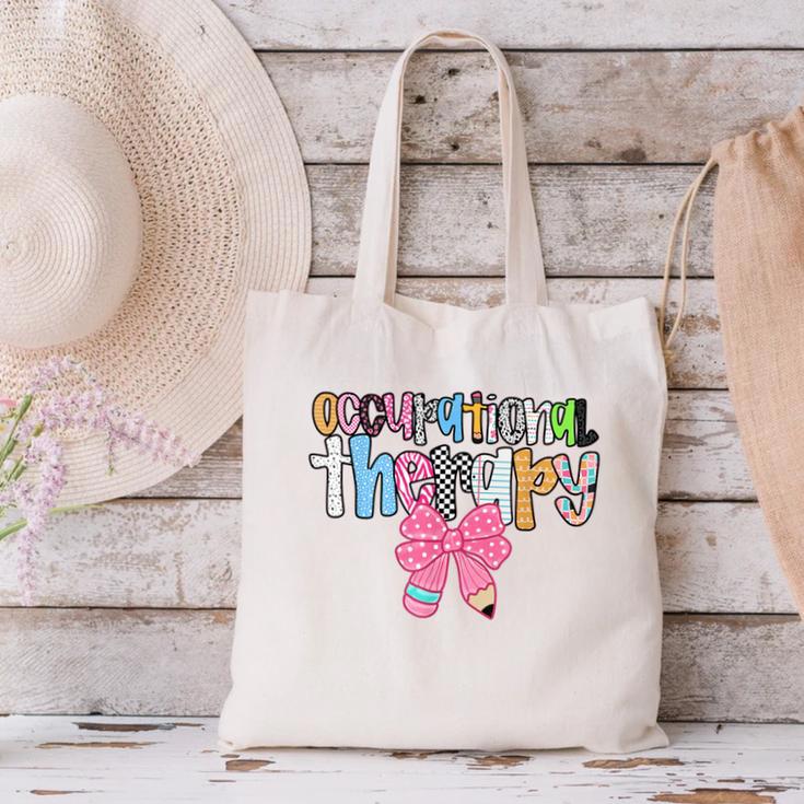 Women Occupational Therapy OT Pencil Bow Back To School COTA Canvas Tote Bag