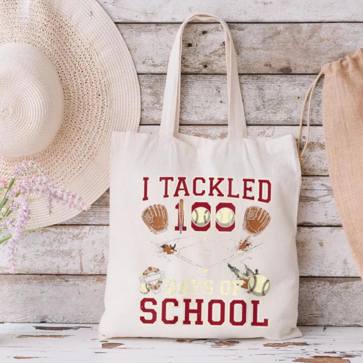Women's 100 Days Of School Boys Kids Baseball Canvas Tote Bag