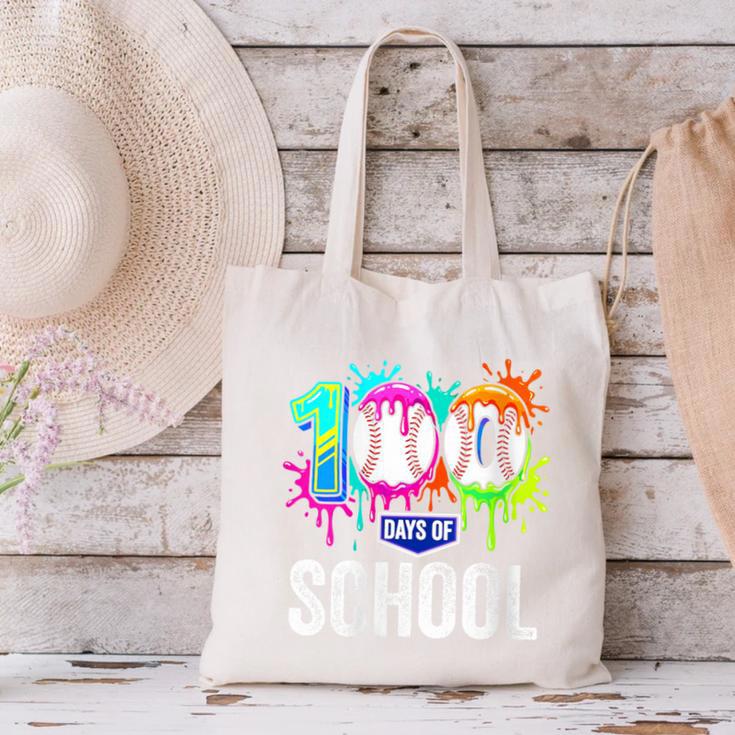 Women's 100 Days Of School Dripping Baseball Boys Kids Teacher Canvas Tote Bag Women's 100 Days Of School Dripping Baseball Boys Kids Teacher Canvas Tote Bag