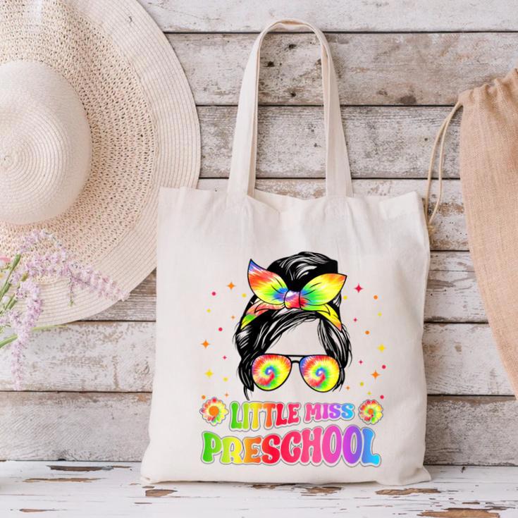 Women's Little Miss Preschool Messy Bun Tie Dye Back To School Girls Canvas Tote Bag Women's Little Miss Preschool Messy Bun Tie Dye Back To School Girls Canvas Tote Bag