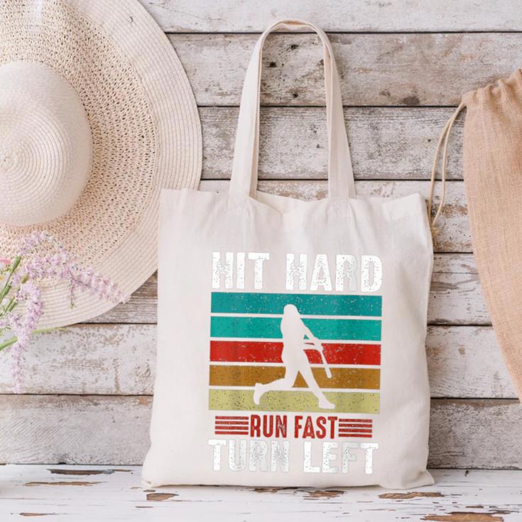 Women's Retro Hit Hard Run Fast Turn Left Baseball Lover Canvas Tote Bag Women's Retro Hit Hard Run Fast Turn Left Baseball Lover Canvas Tote Bag