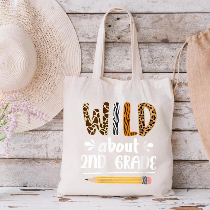 Women's Wild About 2nd Grade Kids Zoo Animal Lover Back To School Canvas Tote Bag