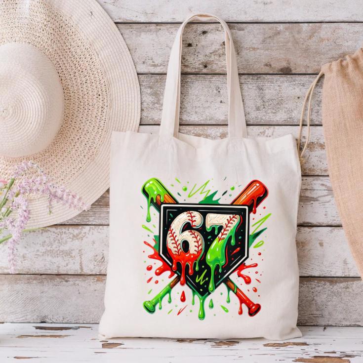 Xmas Baseball Six Seven 67 Meme Ice Cream Drip Men Women Canvas Tote Bag Xmas Baseball Six Seven 67 Meme Ice Cream Drip Men Women Canvas Tote Bag