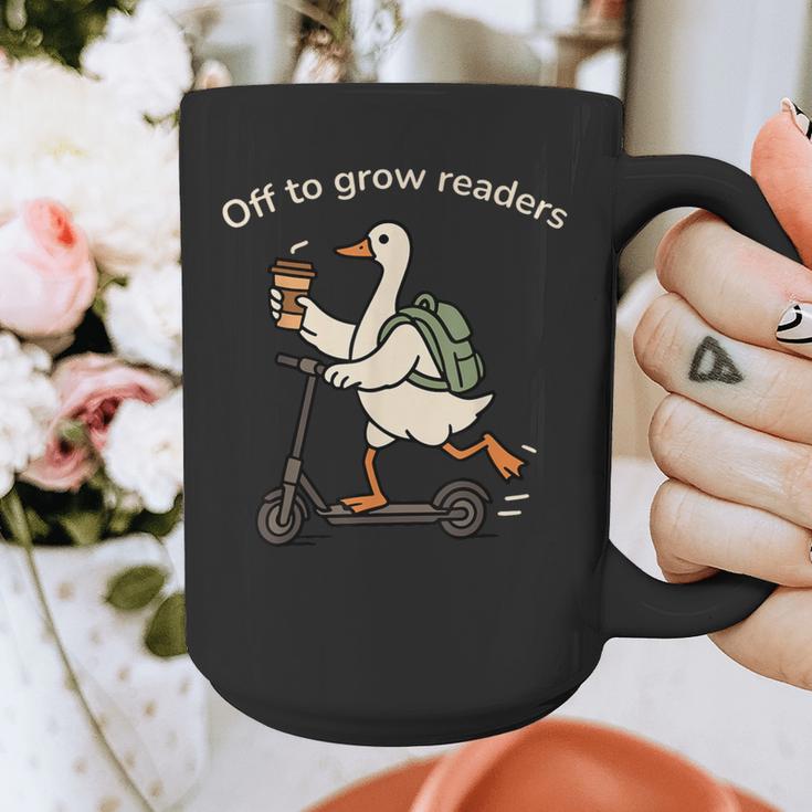 Off To Grow Reader Silly Goose School Librarian Book Lover Graphic Print Coffee Mug