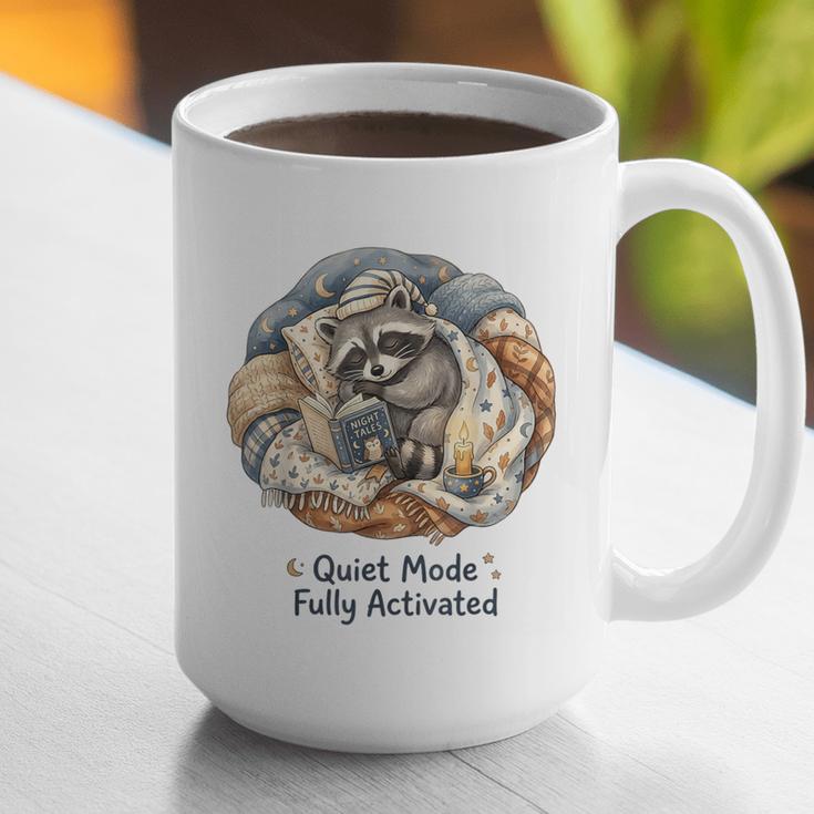 Quiet Mode Fully Activated Cozy Sleeping Raccoon Book Lover Graphic Print Coffee Mug