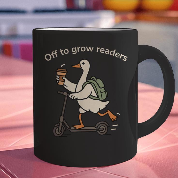 Off To Grow Reader Silly Goose School Librarian Book Lover Graphic Print Coffee Mug