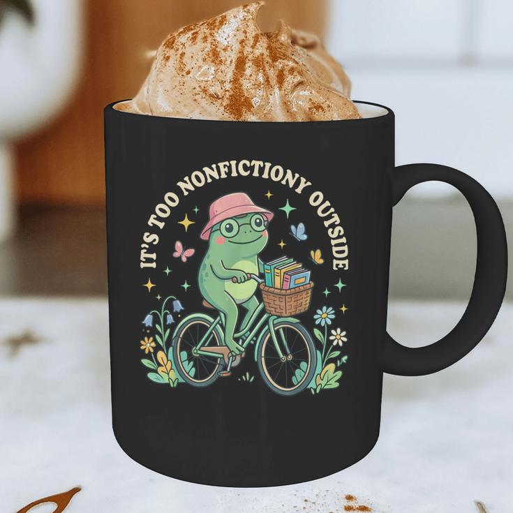 It's Too Nonfiction Outside Frog Reading Book Lover Graphic Print Coffee Mug