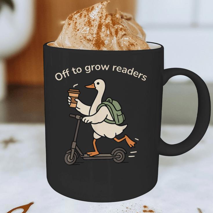Off To Grow Reader Silly Goose School Librarian Book Lover Graphic Print Coffee Mug
